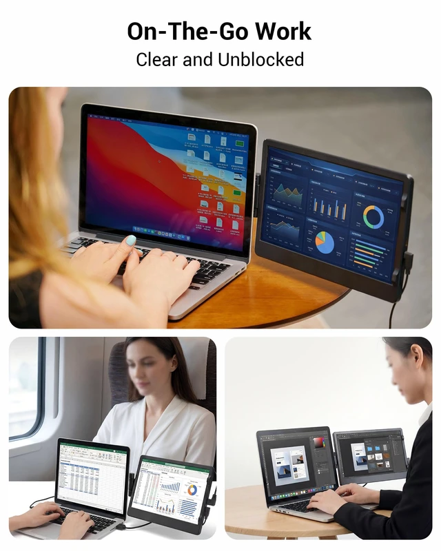 Alt view image 7 of 7 - Laptop Screen Extender, 11.6" HD Dual Screen Monitor for Laptop Portable 360° Rotation, Adjustable Stand, 1.2lbs Ultra-Slim LightweightPlug & Play, Mini HDMI/USB Type-C, Windows/Mac/Android