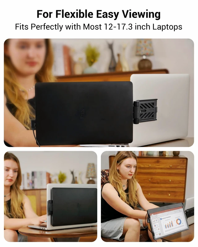 Alt view image 6 of 7 - Laptop Screen Extender, 11.6" HD Dual Screen Monitor for Laptop Portable 360° Rotation, Adjustable Stand, 1.2lbs Ultra-Slim LightweightPlug & Play, Mini HDMI/USB Type-C, Windows/Mac/Android