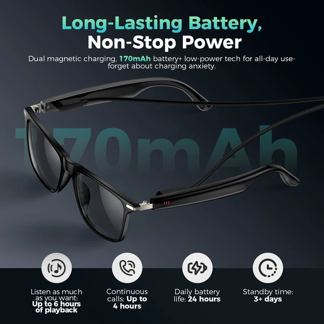 Alt view image 5 of 6 - 2026 AI Smart Glasses with Bluetooth Call,AI Real-Time Translator,Music Playback & Hands-Free Calls,Intelligent Touch,IP67 Waterproof with Bluetooth Glasses(Blue Light Lens+Sunglasses Lens+Brown Lens)