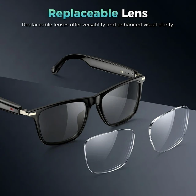 Alt view image 6 of 6 - 2026 AI Smart Glasses with Bluetooth Call,AI Real-Time Translator,Music Playback & Hands-Free Calls,Intelligent Touch,IP67 Waterproof with Bluetooth Glasses(Blue Light Lens+Sunglasses Lens+Brown Lens)