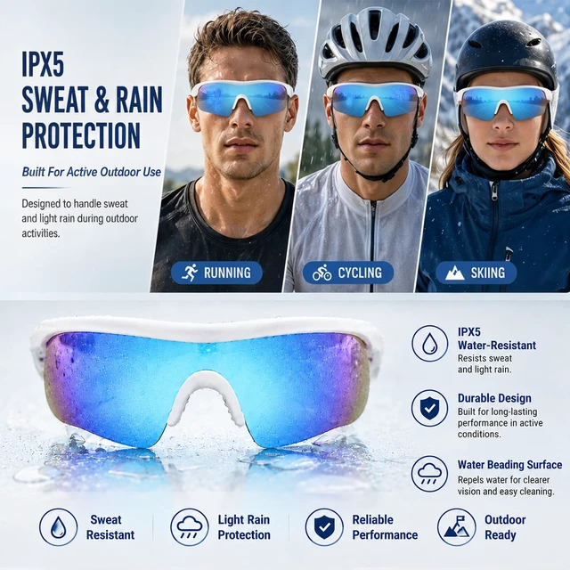 Alt view image 7 of 7 - Bluetooth Sunglasses, Polarized UV400 Open-Ear Audio Glasses Smart Glasses, 8H Playtime, Hands-Free Calls, Music & Voice Control, 52g Lightweight TR90 Frame, IPX5 Waterproof Sport Fit