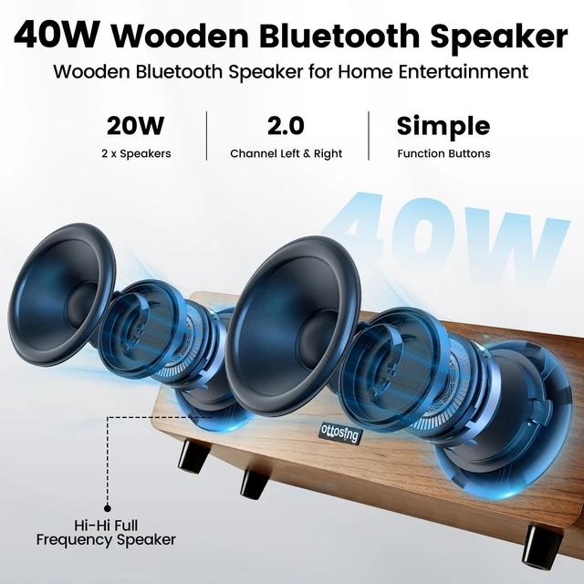 Alt view image 4 of 7 - 2.0 HDMI Soundbar for Smart TV - Bluetooth TV Speaker with Optical/Coaxial/AUX/USB - Wooden Stereo System with Remote Control