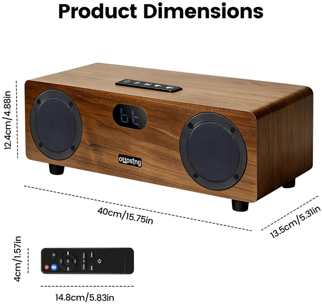 Alt view image 5 of 7 - 2.0 HDMI Soundbar for Smart TV - Bluetooth TV Speaker with Optical/Coaxial/AUX/USB - Wooden Stereo System with Remote Control