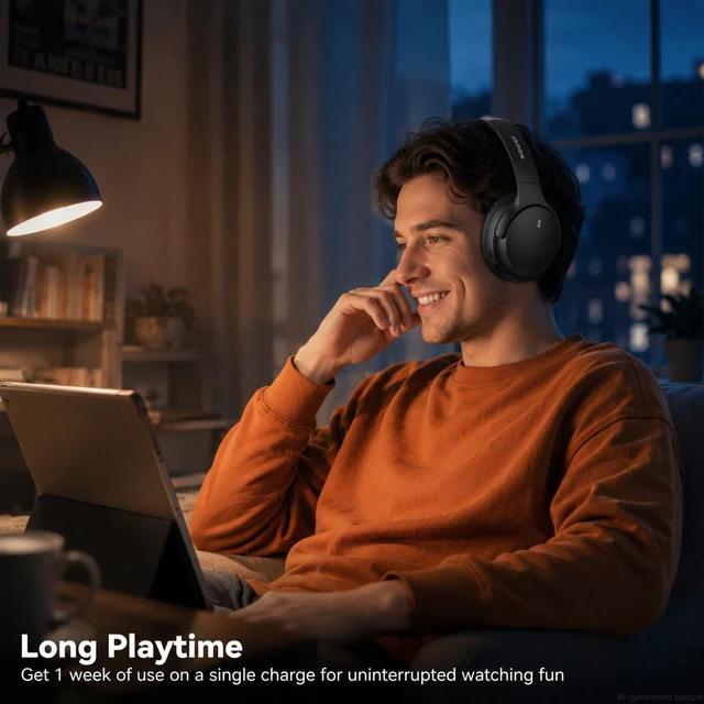Alt view image 7 of 7 - Wireless Headphones for TV Watching, TV Headphones Wireless for Seniors with Transmitter Charging Base, Over Ear Bluetooth Headphones with No Audio Delay, Plug and Play, Gifts for Parents and Elderly