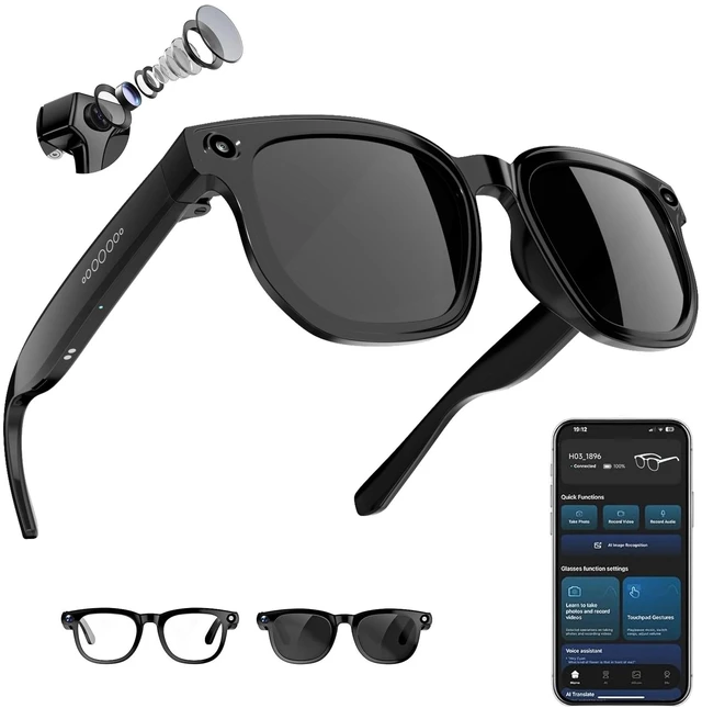 Main image of AI Smart Glasses Camera 8MP 1080P Recording Translation Open-Ear Bluetooth 8MP Camera records 1080P POV video hands-free. Capture travel, vlogs & daily life from your first-person view