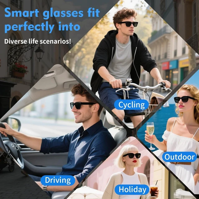 Alt view image 4 of 7 - AI Smart Glasses Camera 8MP 1080P Recording Translation Open-Ear Bluetooth 8MP Camera records 1080P POV video hands-free. Capture travel, vlogs & daily life from your first-person view