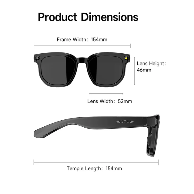 Alt view image 5 of 7 - AI Smart Glasses Camera 8MP 1080P Recording Translation Open-Ear Bluetooth 8MP Camera records 1080P POV video hands-free. Capture travel, vlogs & daily life from your first-person view