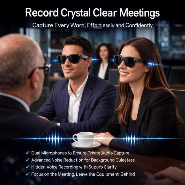 Alt view image 7 of 7 - AI Smart Glasses Camera 8MP 1080P Recording Translation Open-Ear Bluetooth 8MP Camera records 1080P POV video hands-free. Capture travel, vlogs & daily life from your first-person view