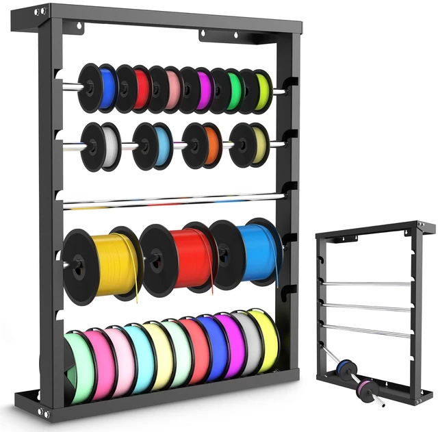 Main image of Wall Mounted Wire Spool Rack, Cable Reel Bracket with 4 Steel Rods Adjustable Rods for Cable Management Cable Feeding, Cold-Rolled Steel Wire Spool Holder for Electrical Industrial