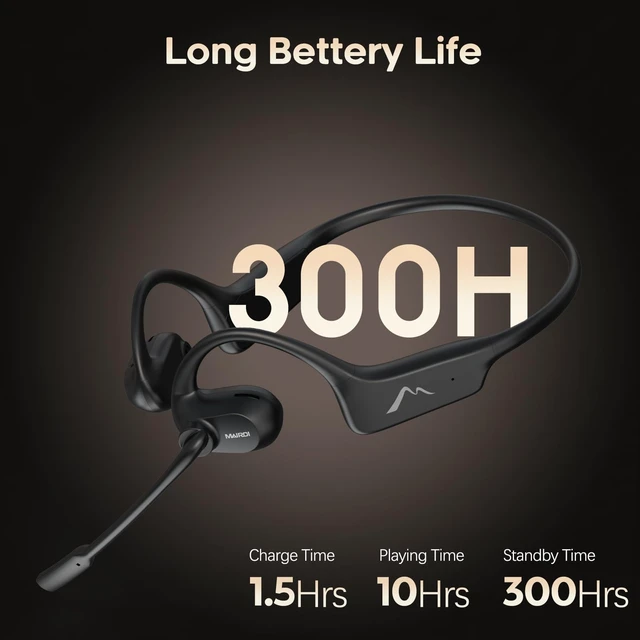 Alt view image 4 of 7 - Open Ear Headphones with Mic, Bluetooth Headset with AI Noise Canceling Microphone, Comfort Air Conduction Headphones Wireless Headset Earphone for Office Work Call Meeting Driving Sports