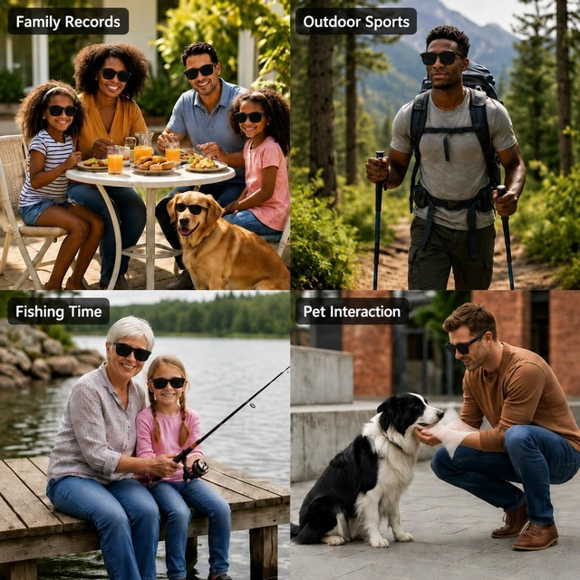 Alt view image 7 of 7 - AI Smart Sunglasses with 8MP HD Camera, UV400 Polarized Lens Bluetooth AI Translation; Dual ENC Mics; Bluetooth Calls; Object Recognition; 290mAh Battery; Lightweight Frame Design; Men Women Use