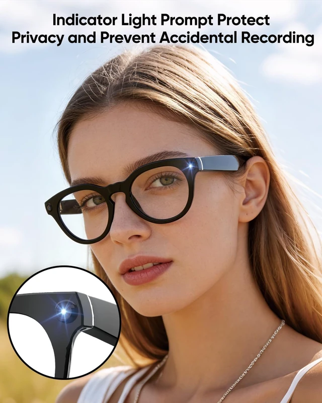 Alt view image 2 of 7 - J AI Smart Glasses with Camera 8MP 1080P HD Video Recording,Lightweight Open-Ear Bluetooth Audio, AI Assistant & Real-Time Translation,Stylish Smart Glasses for Women, Black