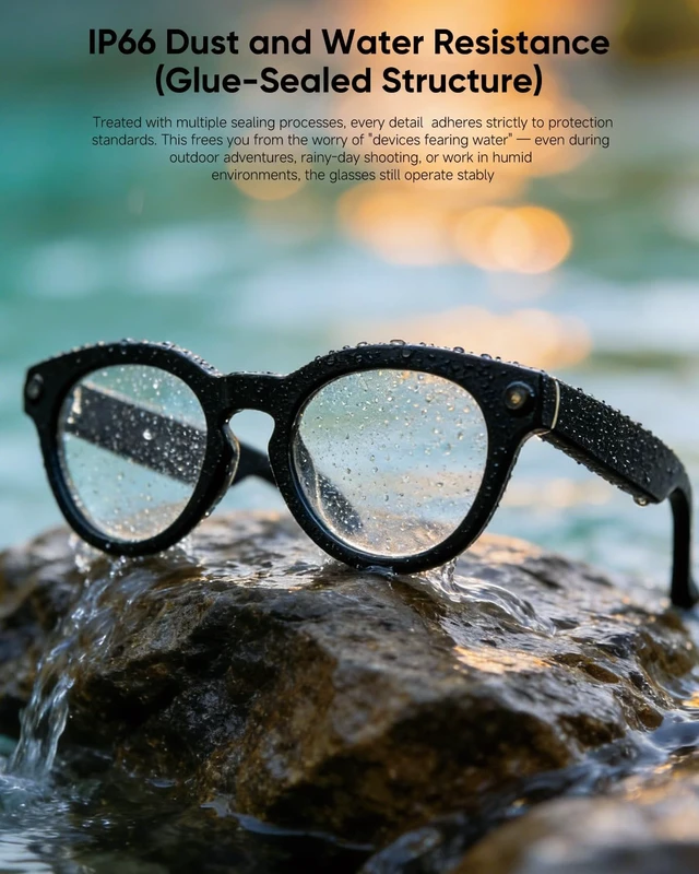Alt view image 7 of 7 - J AI Smart Glasses with Camera 8MP 1080P HD Video Recording,Lightweight Open-Ear Bluetooth Audio, AI Assistant & Real-Time Translation,Stylish Smart Glasses for Women, Black