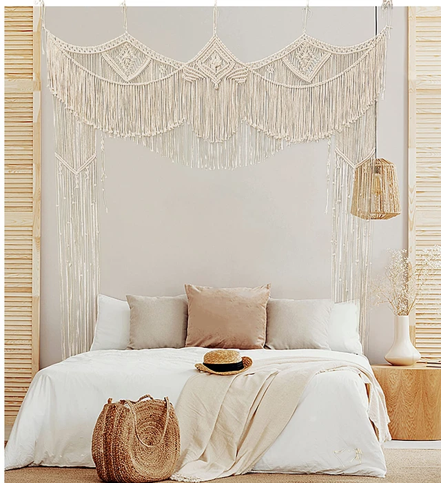 Alt view image 3 of 4 - Large Macrame Wedding Backdrop(78" W x 86" L) for Arbor/Arch Bohemian Wall Hanging Decor Boho Doorway/Window Curtains Room Divider
