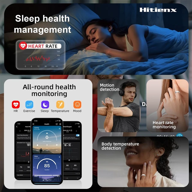 Alt view image 4 of 7 - Smart Ring 3 for Women & Men with AI, Ultra-Thin Smart Ring (Silver, 7) Family Mode, Sleep/Fitness Tracker, Heart Rate/SpO2/Temperature/Stress Monitoring, IP68 Waterproof, Free APP for iOS/Android
