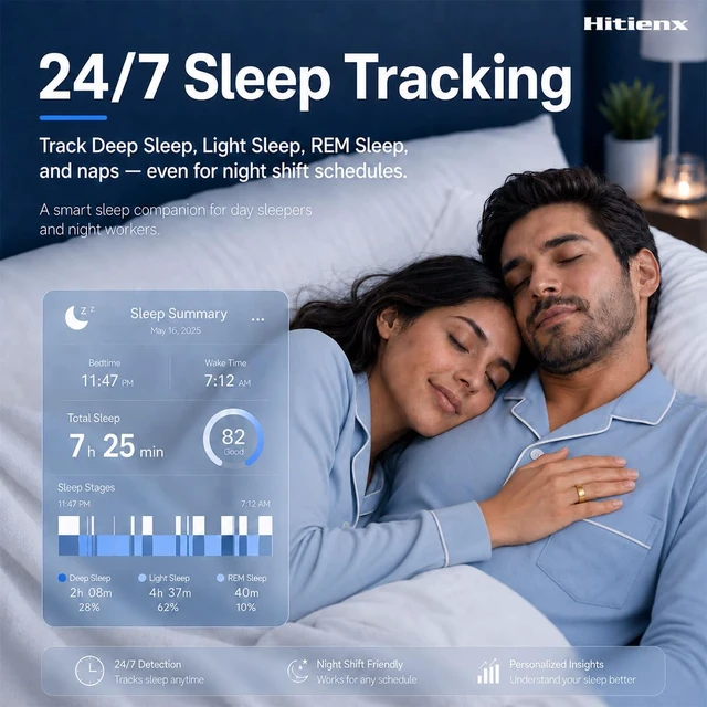 Alt view image 5 of 7 - Smart Ring 3 for Women & Men with AI, Ultra-Thin Smart Ring (Silver, 7) Family Mode, Sleep/Fitness Tracker, Heart Rate/SpO2/Temperature/Stress Monitoring, IP68 Waterproof, Free APP for iOS/Android