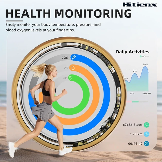 Alt view image 6 of 7 - Smart Ring 3 for Women & Men with AI, Ultra-Thin Smart Ring (Silver, 7) Family Mode, Sleep/Fitness Tracker, Heart Rate/SpO2/Temperature/Stress Monitoring, IP68 Waterproof, Free APP for iOS/Android