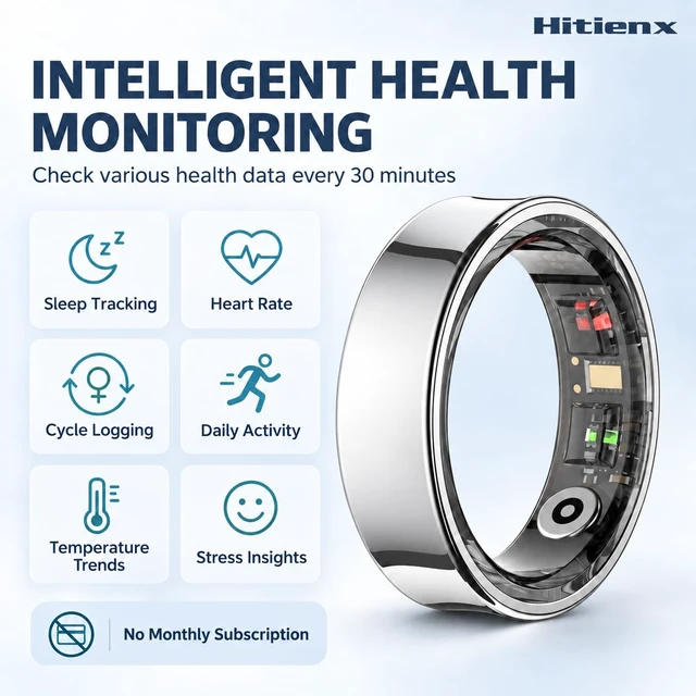 Alt view image 2 of 7 - Smart Ring 3 for Women & Men with AI, Ultra-Thin Smart Ring (Silver, 7) Family Mode, Sleep/Fitness Tracker, Heart Rate/SpO2/Temperature/Stress Monitoring, IP68 Waterproof, Free APP for iOS/Android