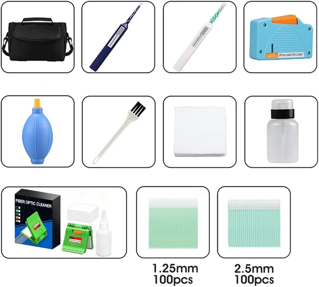 Alt view image 7 of 7 - Fiber Optic Cleaning Kit Optical Fiber Cleaner Tools with Fiber Cleaning Cassette for FC SC ST LC MU Connectors, 1.25mm/2.5mm Fiber Cleaner Pens, Cleaning Swabs Wipes (MK-200)