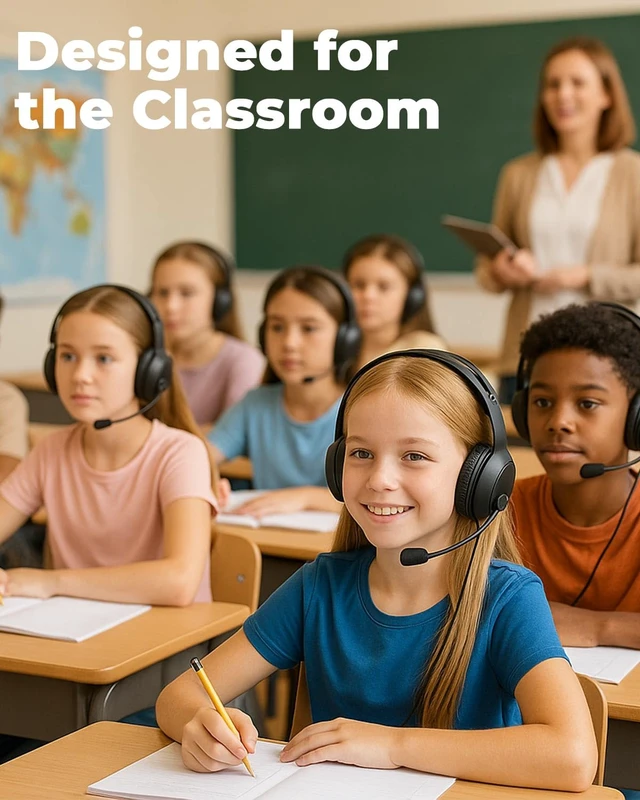 Alt view image 7 of 7 - 10 Pack Kids Headphones with Microphone, Adjustable & Durable School Headphones 3.5mm Jack, Comfortable Over-Ear Headphones for Children, Black