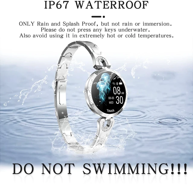 Alt view image 7 of 7 - Silver Smart Watch for WomenLadies Smart Bracelet with Diamonds Stainless Steel Wristband, Elegant Fitness Tracker Pedometer Calorie Sleep Tracking Full Touchscreen for iOS Android Phones