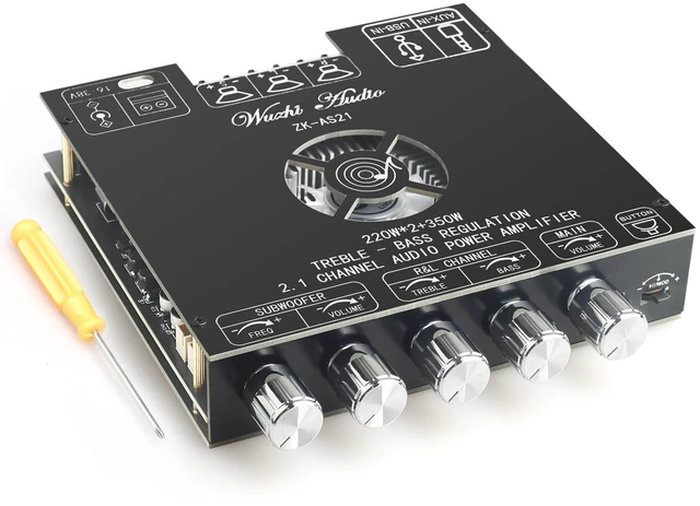 Main image of ZK-AS21 2nd Gen 2.1 Channel Bluetooth Power Amplifier Board with TWS, 220W×2 + 350W, TPA3255 Chip, Vehicle Amp with Bluetooth/AUX/USB Inputs