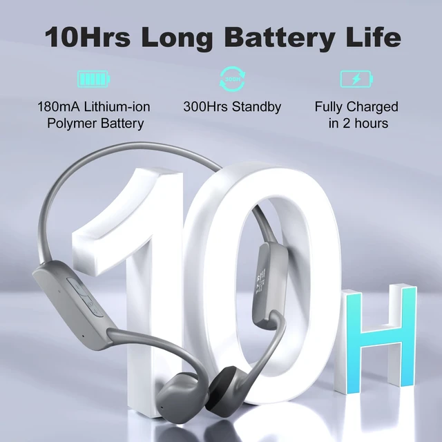 Alt view image 2 of 6 - Bone Conduction Headphones, Bluetooth 5.2 Open Ear Headphones with HD Mic, 10Hrs Playtime Wireless Sports Earphones, IP67 Waterproof Headset for Running, Cycling, Hiking, Driving