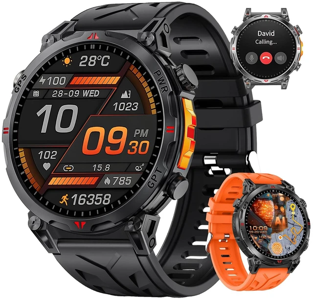 Main image of GPS Military Smart Watches for Men, 1.56" AMOLED Screen Bluetooth Call, Smartwatch for Android Phones and iPhone, 100+ Sport Modes, 3ATM Waterproof Smart Watch with Compass