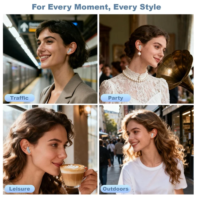 Alt view image 3 of 7 - Jewelry Wireless Headphones for Women, Luxury Bluetooth Earbuds with Active Noise Cancellation Bluetooth 5.4 in-Ear Fashion Earring Long Battery Life Gift for Wife Girlfriend (Silver-new)