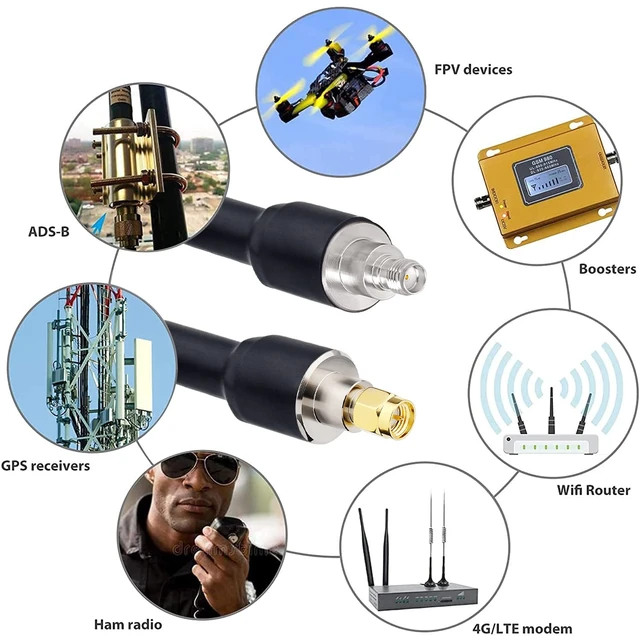 Alt view image 5 of 5 - SMA Cable, SMA Extension Cable SMA Male to SMA Female Low Loss KMR400 SMA Coax Cable for 3G 4G LTE, 5G Modems/Routers, Ham, ADS-B, SDR Equipment35FT