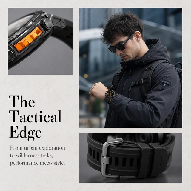 Alt view image 7 of 7 - GPS Military Smart Watches for Men, 1.56" AMOLED Screen Bluetooth Call, Smartwatch for Android Phones and iPhone, 100+ Sport Modes, 3ATM Waterproof Smart Watch with Compass