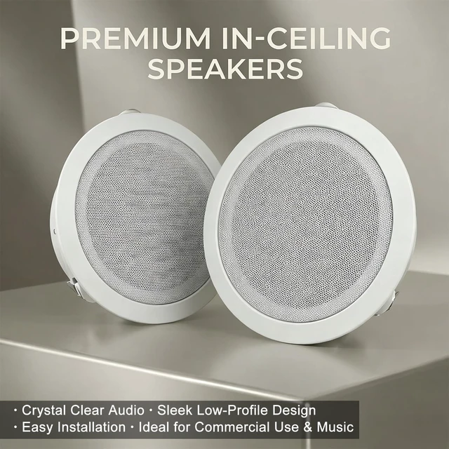 Alt view image 5 of 7 - 6 Inch 70V Commercial Ceiling Speakers, High-Fidelity Audio, Effortless Installation, Wide Sound Coverage, Ideal for Restaurants, Offices and Commercial Spaces (White, 4-Pack)