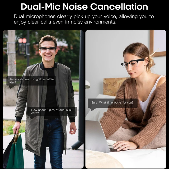 Alt view image 7 of 7 - AI Smart Glasses with 8MP Camera 1080P HD Video & 4K Photo, Audio Recording Sunglasses with Real Time AI Translation, Open-Ear Audio, Voice Assistant, 290mAh Bluetooth Glasses for Men & Women