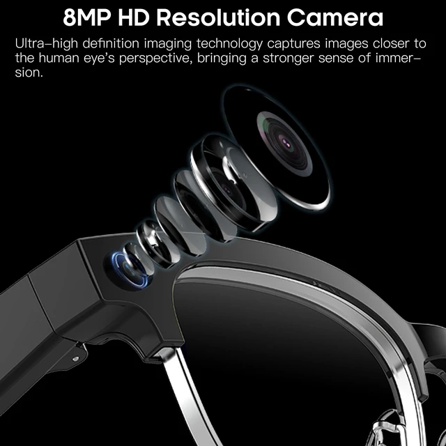 Alt view image 3 of 7 - AI Smart Glasses with 8MP Camera 1080P HD Video & 4K Photo, Audio Recording Sunglasses with Real Time AI Translation, Open-Ear Audio, Voice Assistant, 290mAh Bluetooth Glasses for Men & Women
