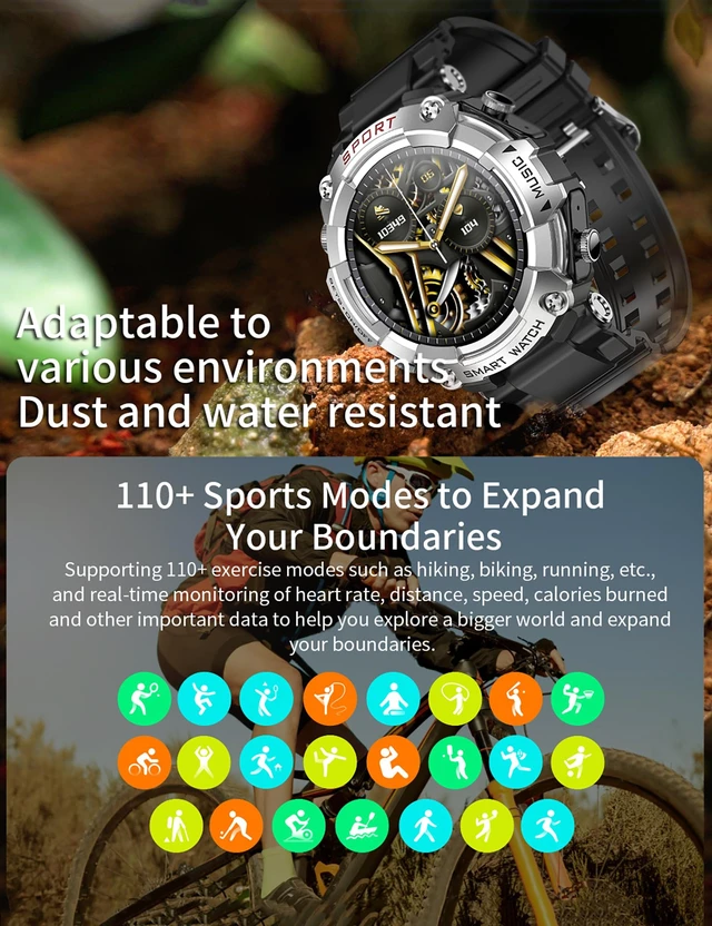 Alt view image 3 of 6 - Smart Watch for Women Men, Smartwatch for iPhone & Android Bluetooth (Answer/Call) Built-in Earbuds, 1.52" HD Fitness Tracker with 100+ Sport Modes