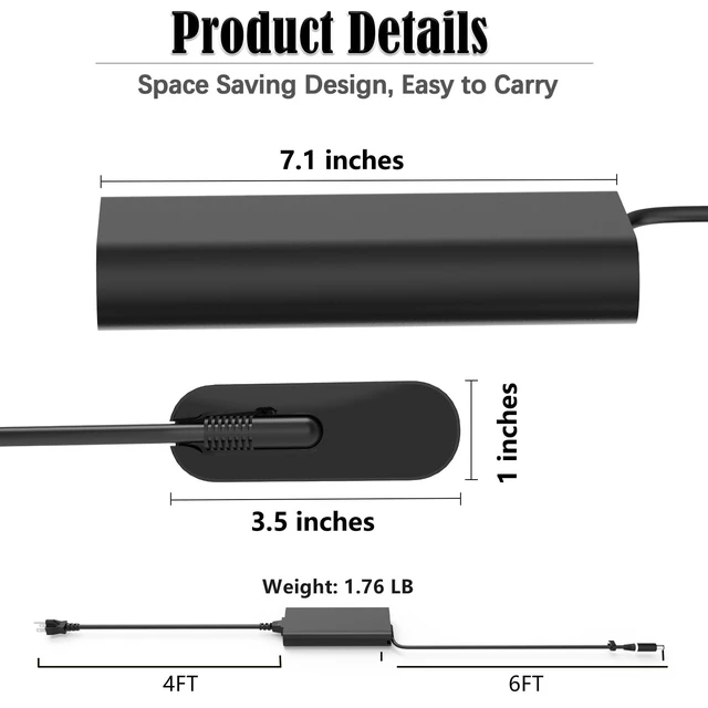 Alt view image 3 of 7 - 330W Slim AC Charger Adapter - for Dell Alienware M18X, M17, R3, R4, X16, X17, X51, G16 7630 7620, G15 5530, Area-51m - DA330PM201, DA330PM111, LA330PM190, ADP-330AB B - Laptop Power Supply Cord