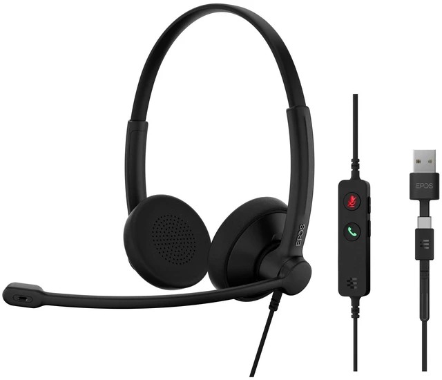 Main image of Impact 100 UC Stereo USB-C+A Headset with Microphone, Universal Communications, Noise-Cancelling Mic, Lightweight, Call Control, USB Adapter, Soft Earpads, Professional Business Use