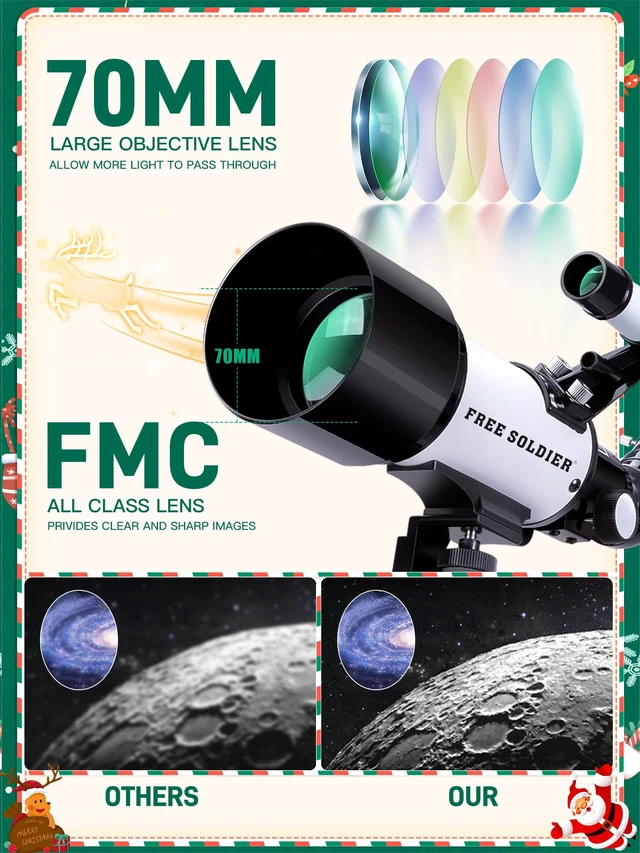 Alt view image 3 of 7 - Telescope for Adults Astronomy Beginners - 70mm Aperture and 400mm Focal Length Astronomical Refractor Telescope Great Astronomy for Christmas with Package, White