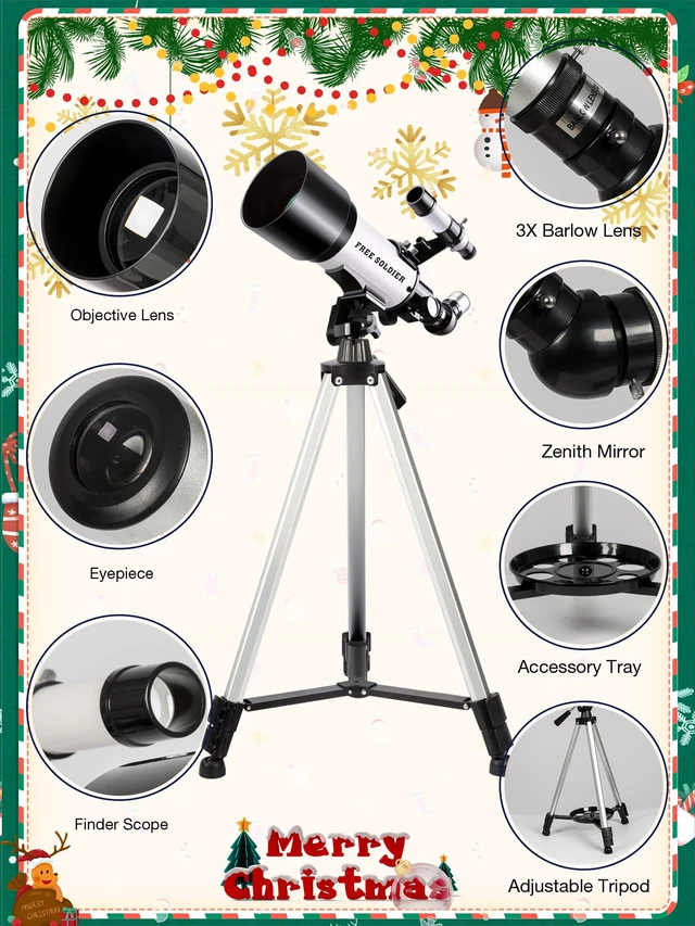 Alt view image 5 of 7 - Telescope for Adults Astronomy Beginners - 70mm Aperture and 400mm Focal Length Astronomical Refractor Telescope Great Astronomy for Christmas with Package, White