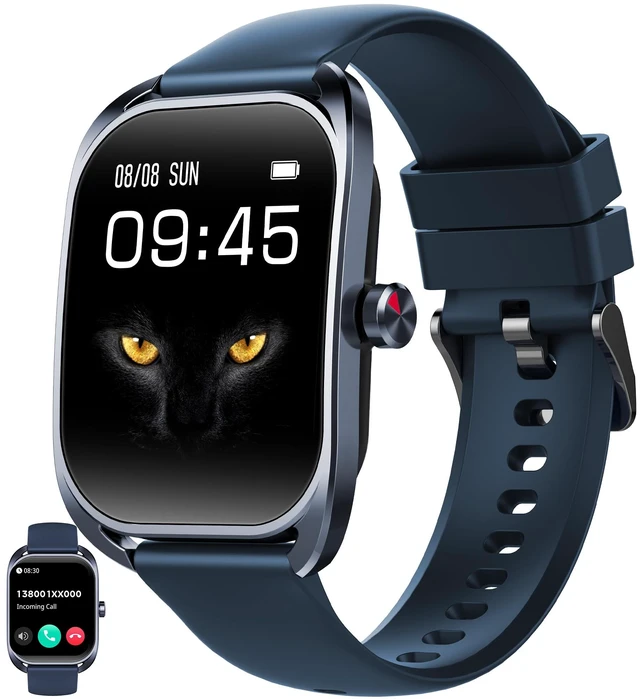 Main image of Smart Watches for Men(Answer/Make Call), 2.01" Curved Screen HD Fitness Tracker Watch with Blood Pressure/Heart Rate Monitor, SpO2, 100+ Sports Fitness Smart Watch for Android/iOS Phones (Blue)