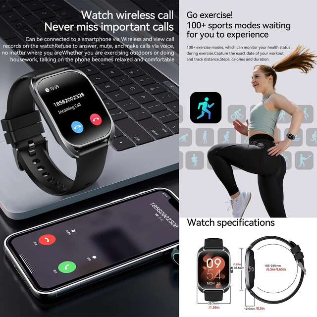 Alt view image 5 of 7 - Smart Watches for Men(Answer/Make Call), 2.01" Curved Screen HD Fitness Tracker Watch with Blood Pressure/Heart Rate Monitor, SpO2, 100+ Sports Fitness Smart Watch for Android/iOS Phones (Blue)