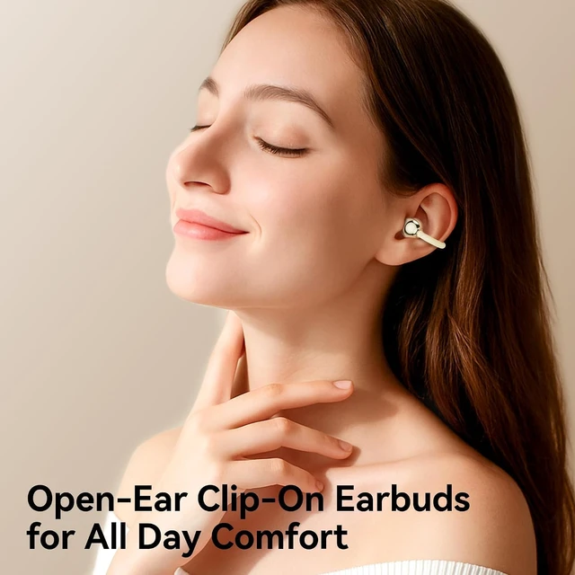 Alt view image 4 of 7 - Open Ear Clip on Earbuds Bluetooth Headphones Wireless Ear Buds Bluetooth 5.4 LED Digital Display IPX5 Waterproof HiFi Stereo 36H Playtime Comfortable Lightweight