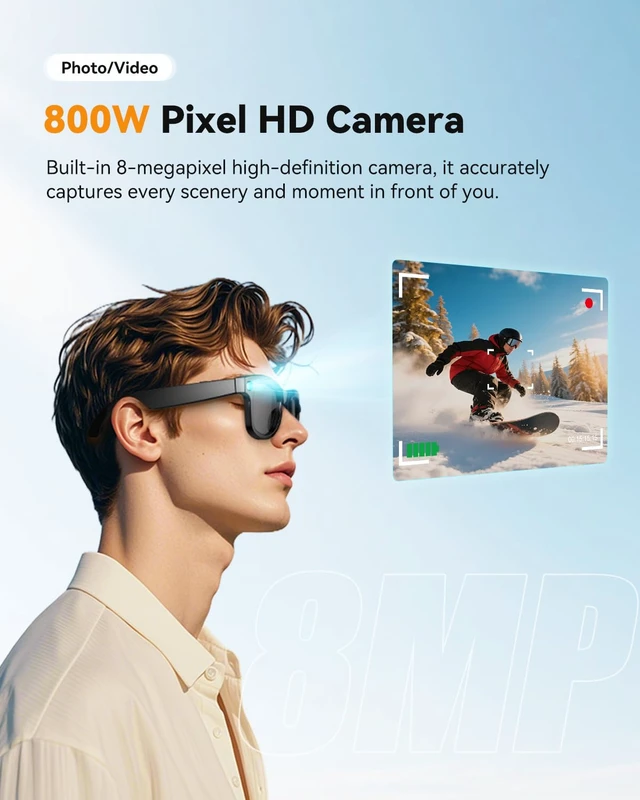 Alt view image 4 of 7 - AI Smart Glasses with Camera, Translation, Video Audio Recording,Music AI ChatGPT, Noise Canceling, Blue Light Lenses for Women Men (Traval Business)