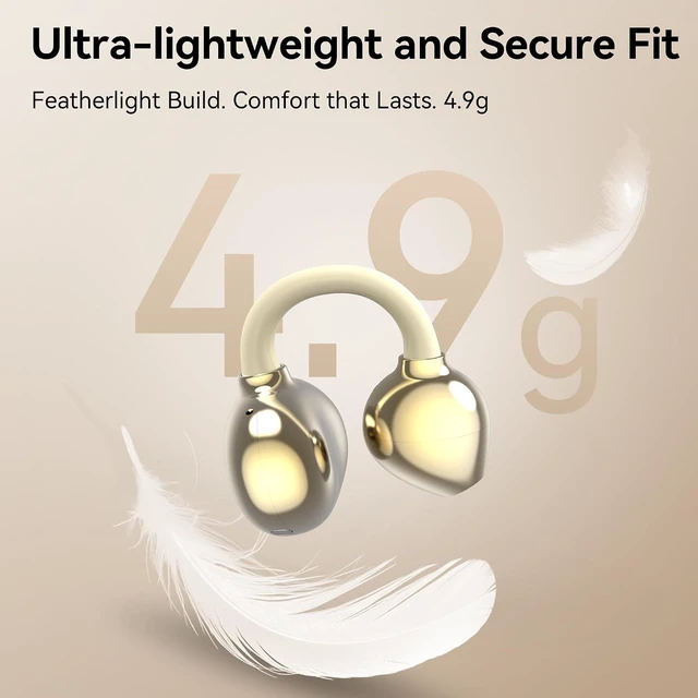 Alt view image 5 of 7 - Open Ear Clip on Earbuds Bluetooth Headphones Wireless Ear Buds Bluetooth 5.4 LED Digital Display IPX5 Waterproof HiFi Stereo 36H Playtime Comfortable Lightweight
