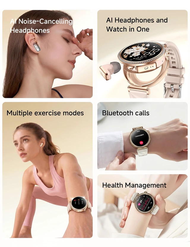 Alt view image 5 of 7 - Smart Watches with Earbuds for Women Android/iPhone, Answer Call Fitness Tracker /Sleep Tracker/Step Counter/Heart Rate/SpO2 Monitor, Health Watch for 100+ Sports Modes,2 Changeable Bands