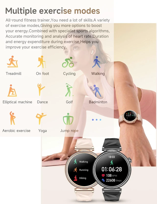 Alt view image 7 of 7 - Smart Watches with Earbuds for Women Android/iPhone, Answer Call Fitness Tracker /Sleep Tracker/Step Counter/Heart Rate/SpO2 Monitor, Health Watch for 100+ Sports Modes,2 Changeable Bands