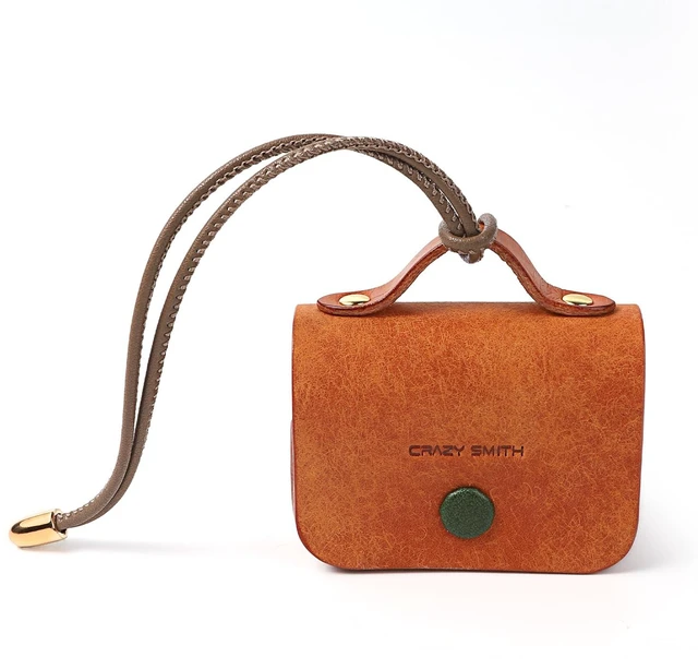 Main image of Handmade Cowhide Suitable for AirPods Pro 3 Protective Case, Full Grain Leather, Minimalist Design, with Lanyard Compatible(Golden Brown)