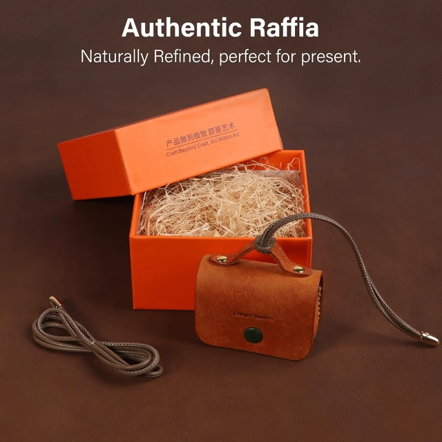 Alt view image 7 of 7 - Handmade Cowhide Suitable for AirPods Pro 3 Protective Case, Full Grain Leather, Minimalist Design, with Lanyard Compatible(Golden Brown)