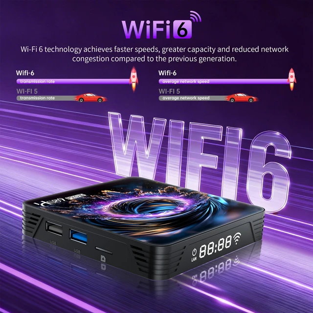 Alt view image 4 of 7 - Android TV Box 14.0, 4GB RAM 32GB ROM RK3539 Quad-Core, Dual WiFi 6, 4K USB 2.0/USB 3.0, Bluetooth 5.4, Smart TV Box Supports 64GB Micro SD, Voice Remote,10/100M Ethernet