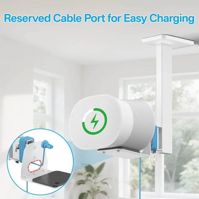 Alt view image 5 of 6 - 2 Pack Swivel and Tilt Ceiling Speaker Mount for Sonos Era 300 Ceiling Mount White - Heavy Duty Speaker Ceiling Mount for Sonos Era 300 Mount Bracket to Enhance Audio Experience, White